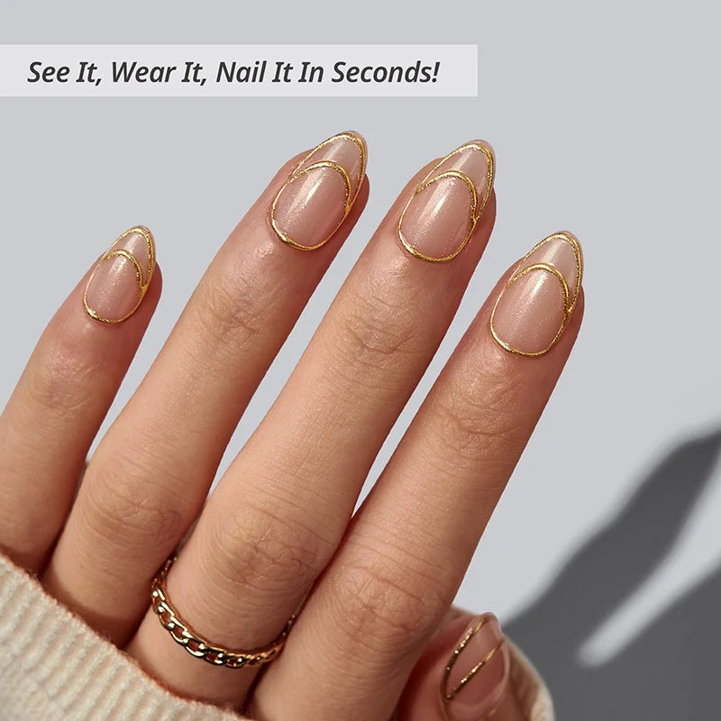 Double Gold Almond Nails - XCOATPRESS