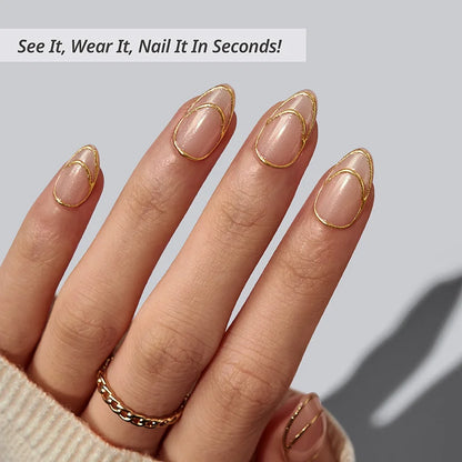 Double Gold Almond Nails - XCOATPRESS