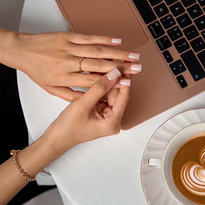 Heeled Neutral Square Nails