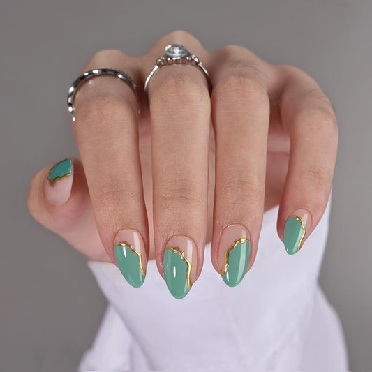Turquoise Almond Nails - Press On Nails