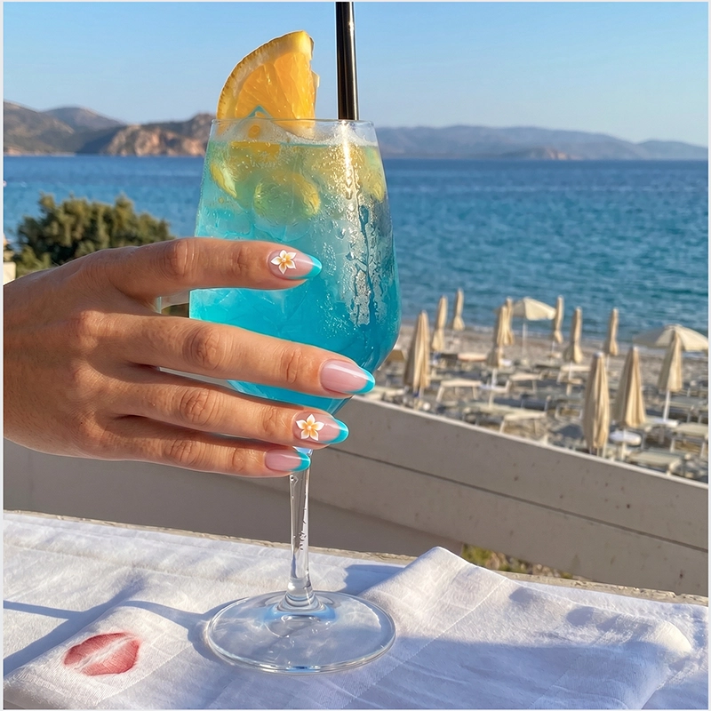 Blue Mojito Almond Nails - Soft Gel Press On