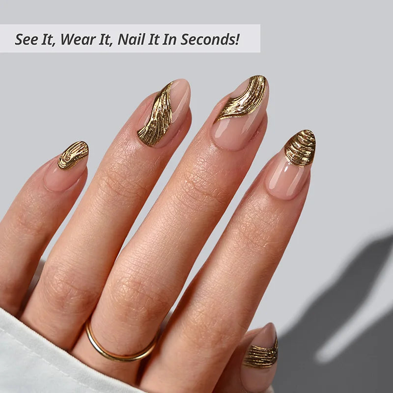 Gold Rush Almond Nails - Soft Gel Press On