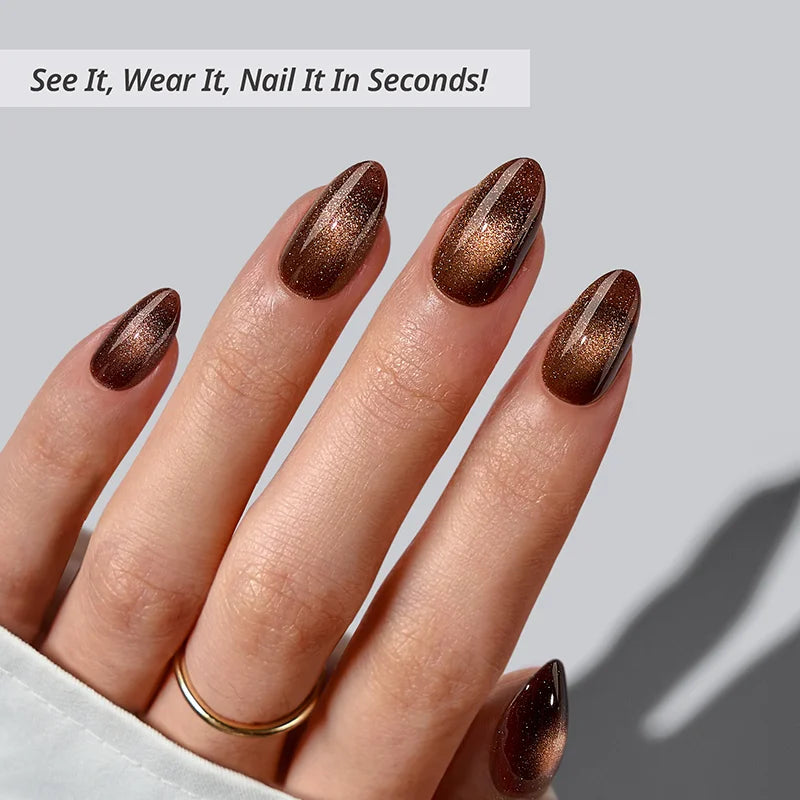 Mocha Hypnotic Almond Nails - Soft Gel Press On