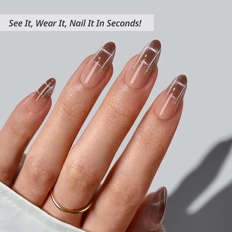 Plaid Memory Almond Nails - XCOATPRESS