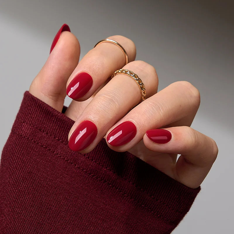 Red Obsession Extra Short Oval Nails 