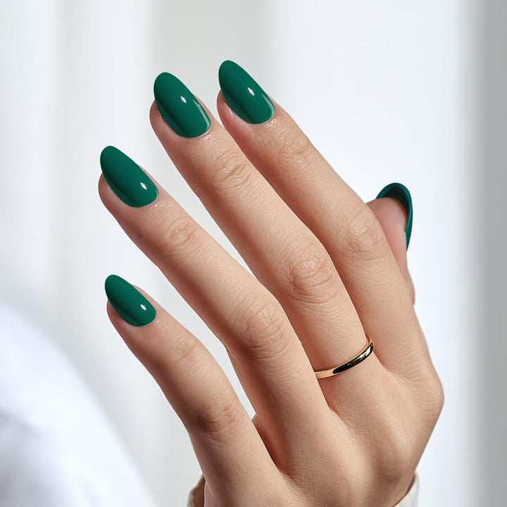 Pure Blue-Green Oval Nails - Press On Nails