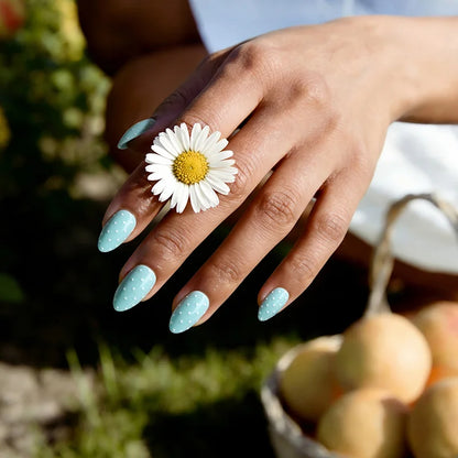 Dotted Overalls Almond Nails - Soft Gel Press On