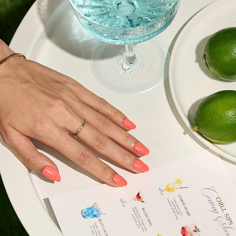 Chill Sips Extra Short Almond Press on Nails