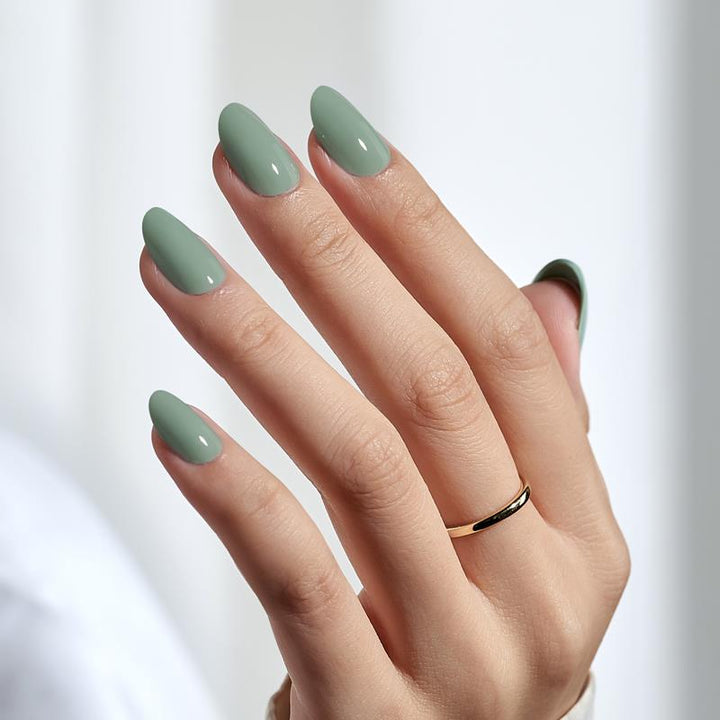 Pure Blue-Green Oval Nails - Press On Nails