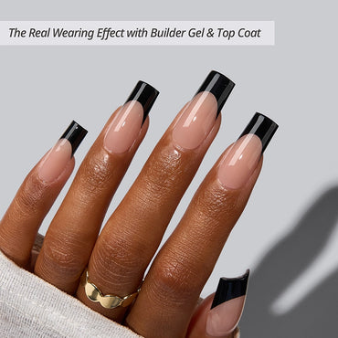 XCOATTIPS® French - Long Square Black Tips