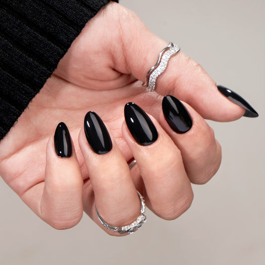 Black Velvet Almond Nails - Press on Nails