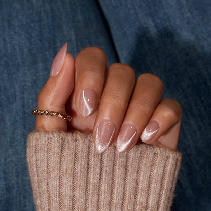 Shimmer Dew Short Almond Nails