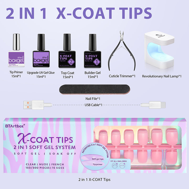 X-Coat Tips®Natural Kit - Extra Short Square