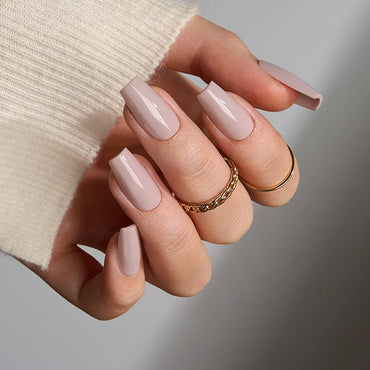 Taro Silk Short Coffin Nails 