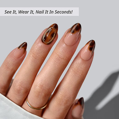 Amber Hoops Almond Nails - Soft Gel Press On
