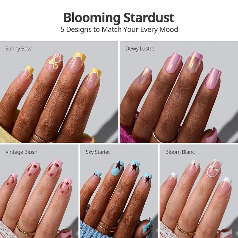 Blooming Stardust Short Square - Soft Gel Press On