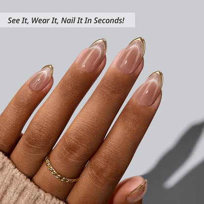 Gold Drops Almond Nails - XCOATPRESS