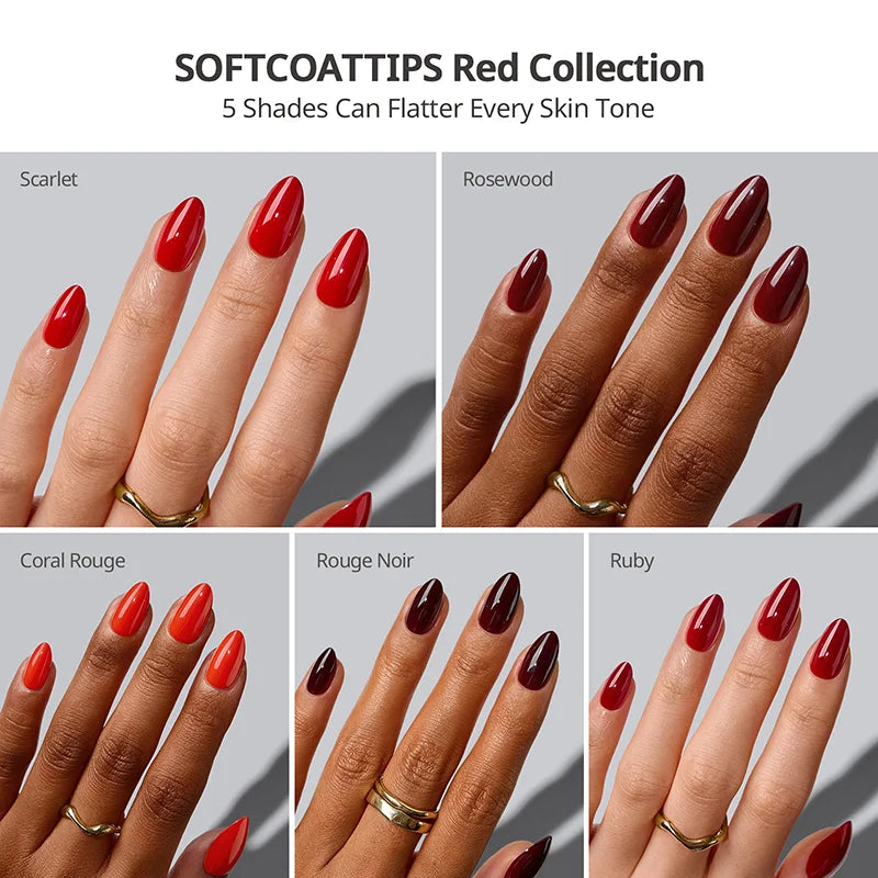 SOFTCOATTIPS™ Red Collection Five Shades Short Almond