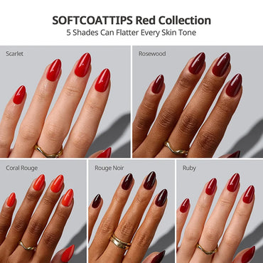 SOFTCOATTIPS™ Red Collection Five Shades Short Almond
