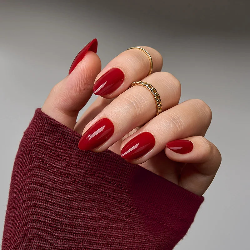 Red Affair Short Almond Nails