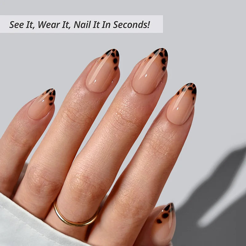 Espresso Leopard Almond Nails - XCOATPRESS