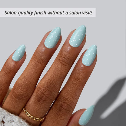 Dotted Overalls Almond Nails - Soft Gel Press On