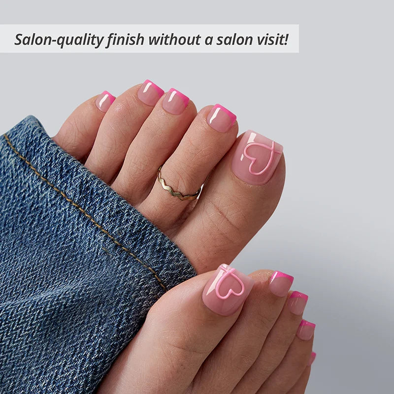 Soft Romance Square - Press On Toe Nail