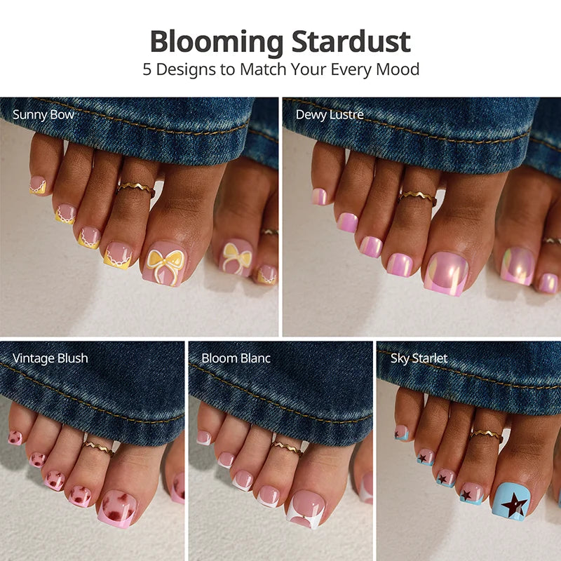 Blooming Stardust Toe Nail - Soft Gel Press On