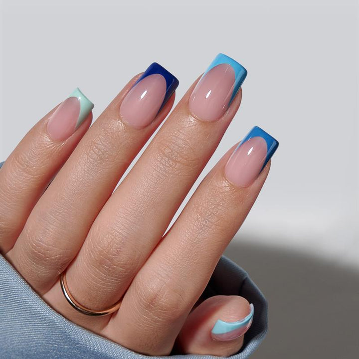 XCOATTIPS® French - Short Square Blue Pastel Tips