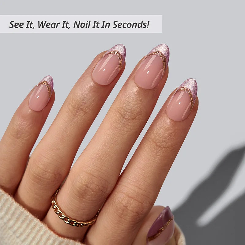 Pink Aurora Almond Nails - XCOATPRESS