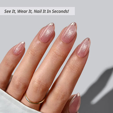 Gilded Cheer Almond Nails - XCOATPRESS