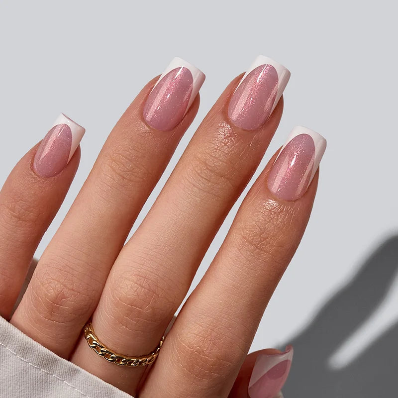 XCOATTIPS® French - Glitter Base Short Square 96 Pcs