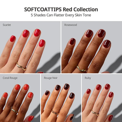 SOFTCOATTIPS™ Red Collection Five Shades XXS Squoval