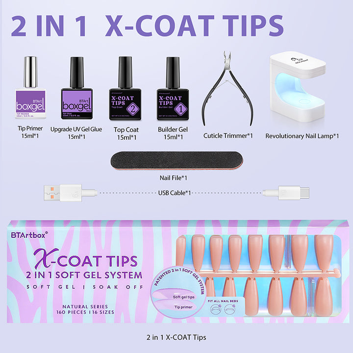 X-Coat Tips®Natural Kit - Long Coffin