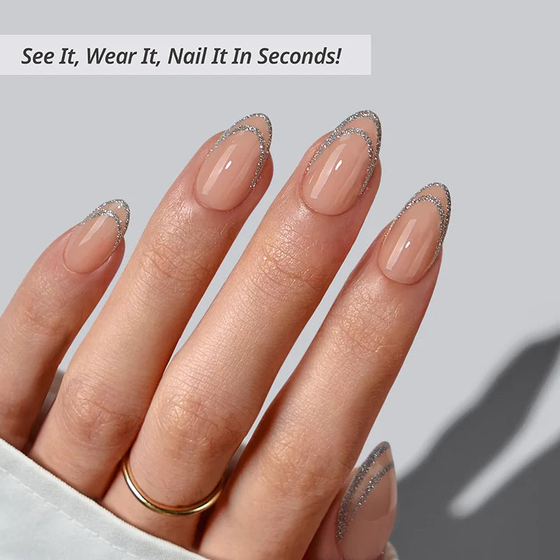 Silver Bells Almond Nails - XCOATPRESS