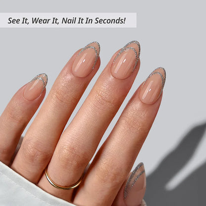 Silver Bells Almond Nails - XCOATPRESS