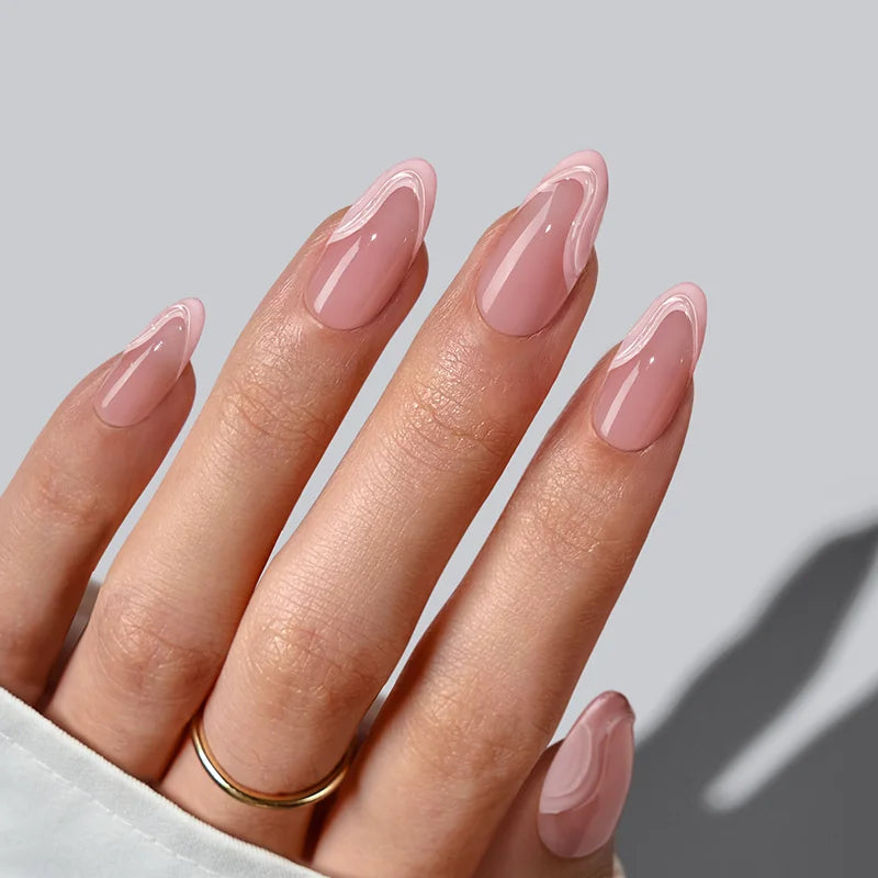 3D French Nails Medium Almond