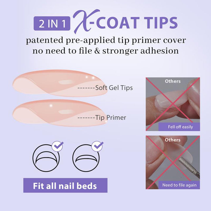 X-Coat Tips®Natural - Short Square