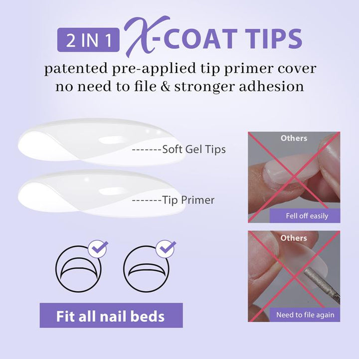 X-Coat Tips®Natural Kit - Extra Short Almond