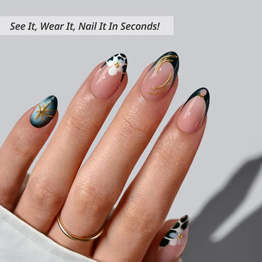 Green Romance Almond Nails - Soft Gel Press On