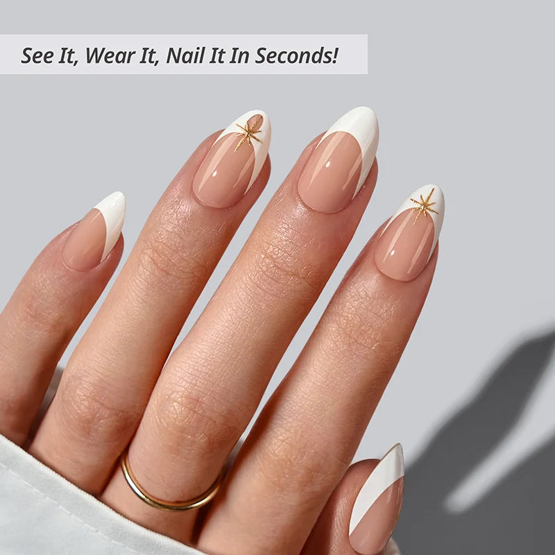 Starlight Frost Almond Nails - XCOATPRESS