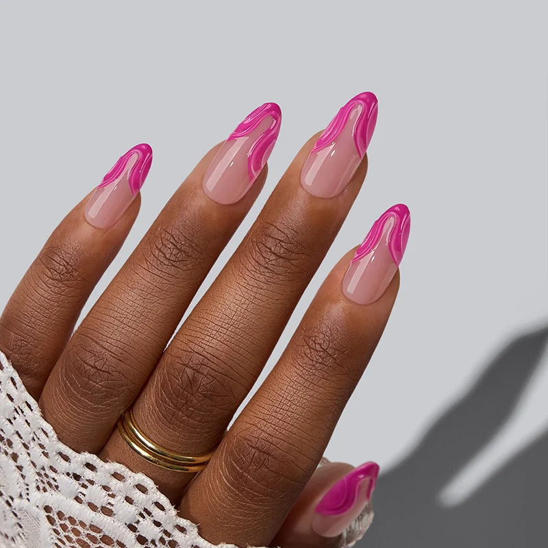 3D French Nails Medium Almond