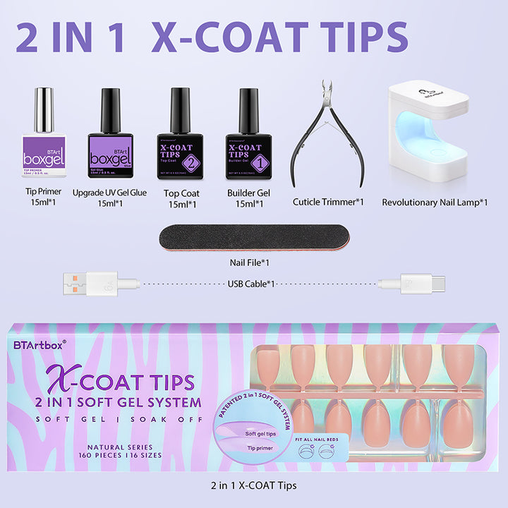 X-Coat Tips®Natural Kit - Short Almond