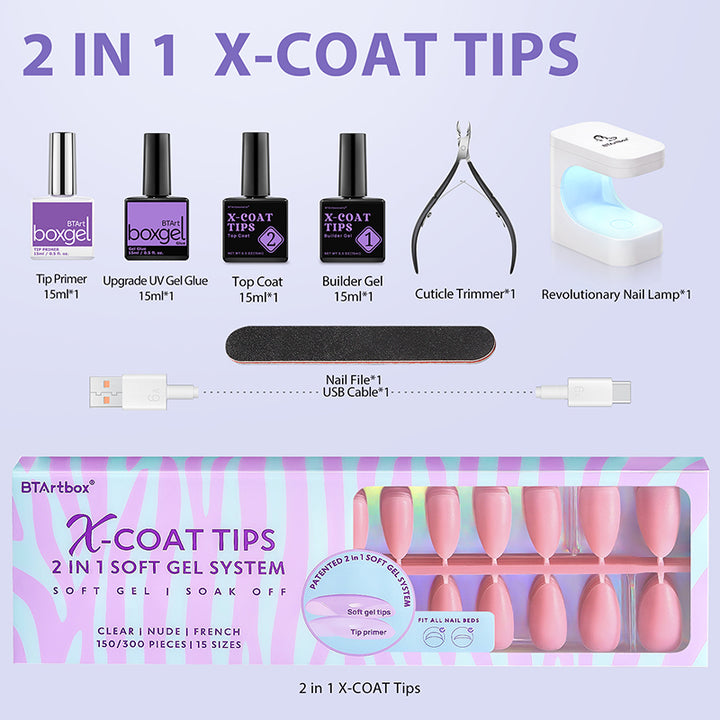 X-Coat Tips®Natural Kit - Medium Almond