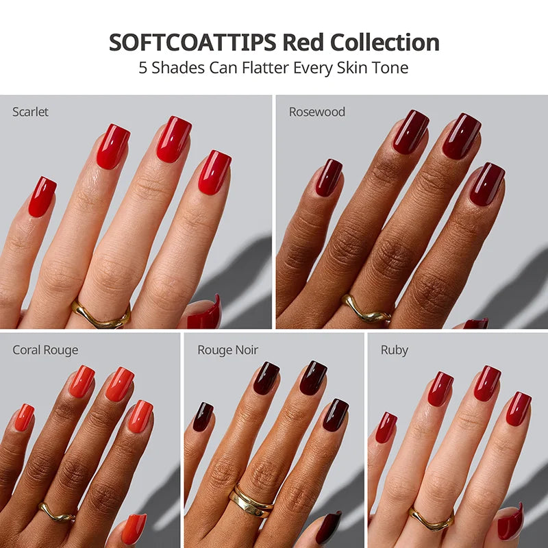 SOFTCOATTIPS™ Red Collection Five Shades Short Square