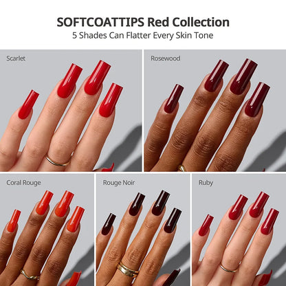 SOFTCOATTIPS™ Red Collection Five Shades Long Square