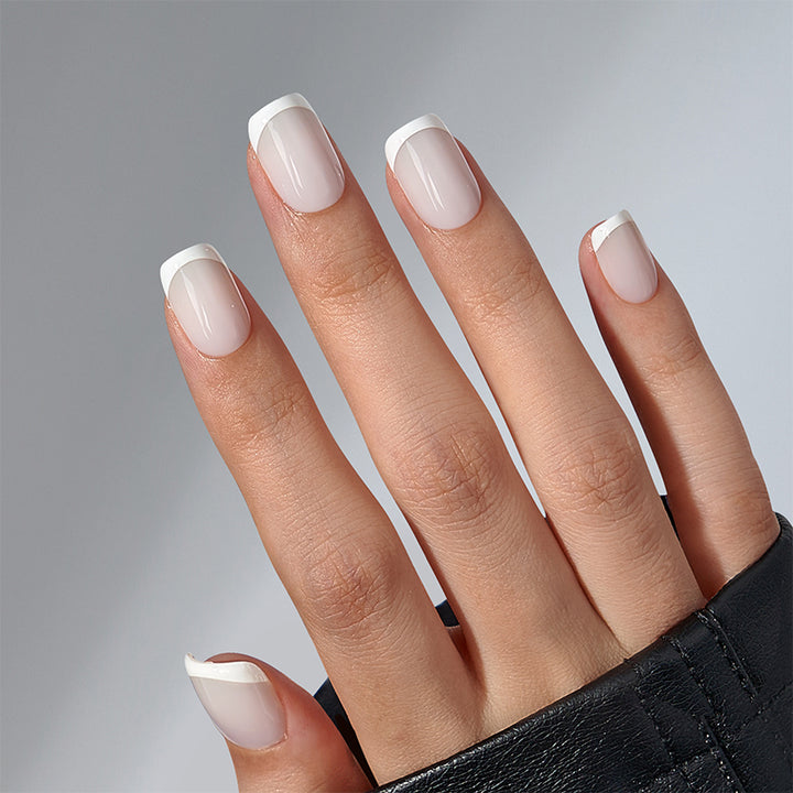 Pure White Square French Nails Press On Nails