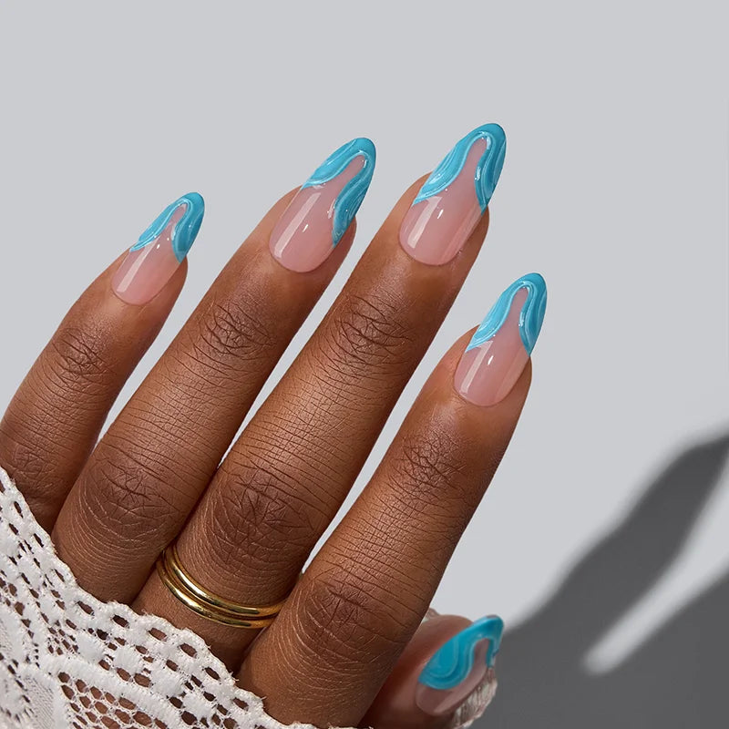 3D French Nails Medium Almond