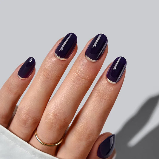 Vintage Silver Uñas Ovaladas - Soft Gel Press On