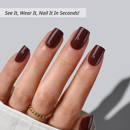 Dark Cocoa Square Nails - Soft Gel Press On